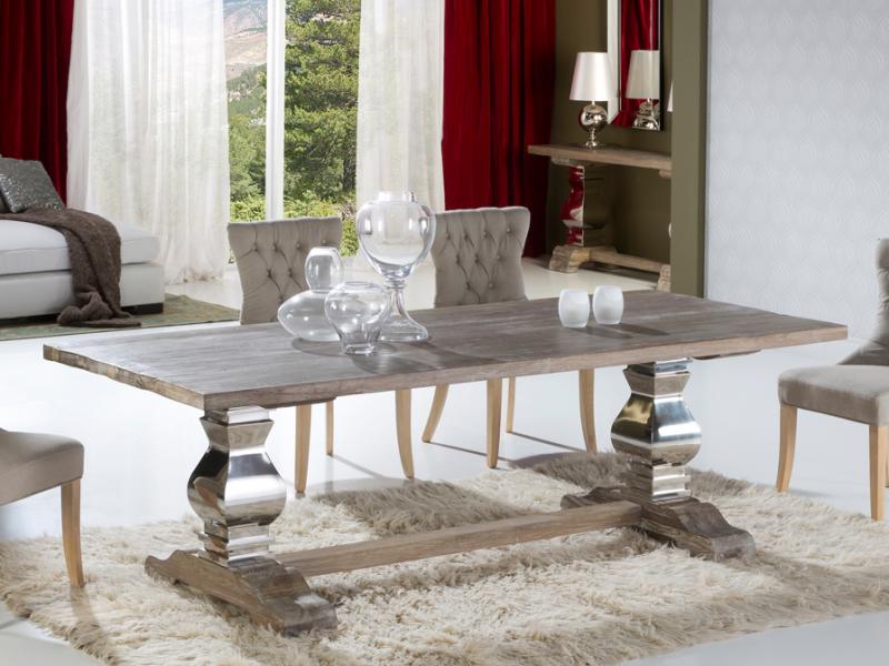Masa din lemn masiv, dining table, Antica 591684 Schuller Valencia, corpuri de iluminat, lustre