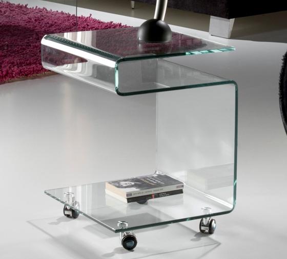 Masa din sticla curbata cu rotile -Clear side table- Glass 552522 Schuller Valencia, corpuri de iluminat, lustre